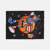 Couverture Polaire Funny Sketll Holding Hotdog Independence Day 4th O (Devant (Horizontal))