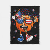 Couverture Polaire Funny Sketll Holding Hotdog Independence Day 4th O (Devant)