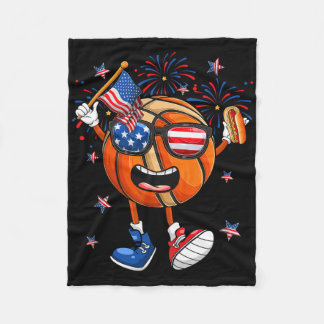 Couverture Polaire Funny Sketll Holding Hotdog Independence Day 4th O