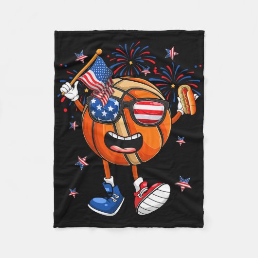 Couverture Polaire Funny Sketll Holding Hotdog Independence Day 4th O (Devant)