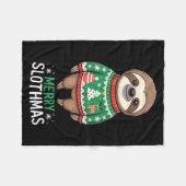Couverture Polaire Funny Sloth Lover Christmas Merry Slothmas Ugly Ho (Devant (Horizontal))