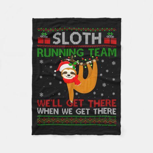 Couverture Polaire Funny Sloth Running Team Xmas Lights Ugly Sloth Ch (Devant)