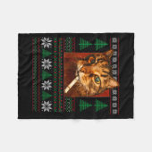 Couverture Polaire Funny Smoking Cat Meme Christmas Ugly  (Devant (Horizontal))
