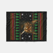 Couverture Polaire Funny Smoking Cat Meme Christmas Ugly Sweater Cat  (Devant (Horizontal))