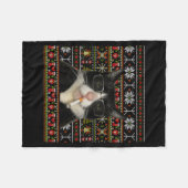 Couverture Polaire Funny Smoking Cat Meme Christmas Ugly Sweater Cat  (Devant (Horizontal))