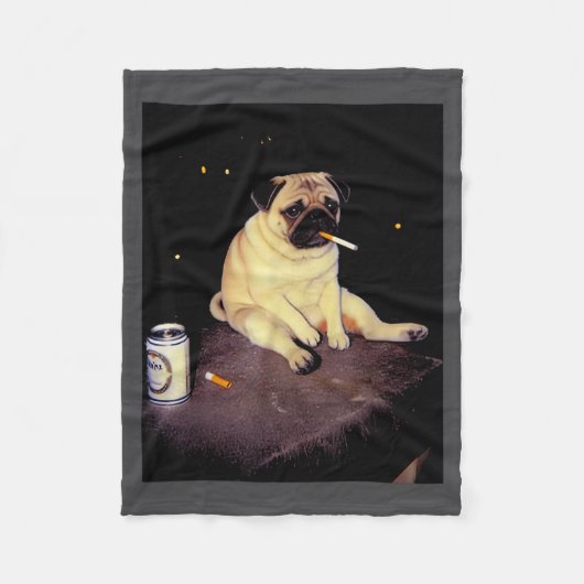 Couverture Polaire Funny Smoking Dog Pug Meme (Devant)