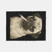 Couverture Polaire Funny Smoking Pug Dog Cigarette Gen Z Meme Graphic (Devant (Horizontal))