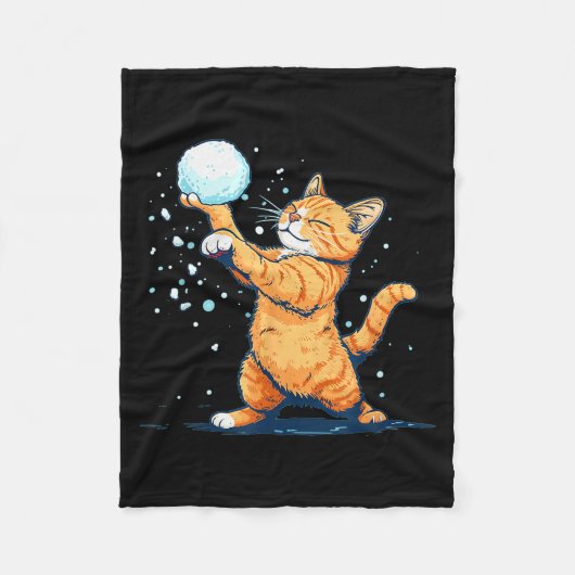 Couverture Polaire Funny Snowball Cat In Winter For Men Women Kids  (Devant)