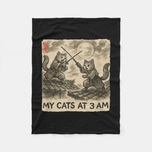 Couverture Polaire Funny Sumi-e Kawaii peinture à l'encre japonais Me (Devant)