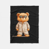 Couverture Polaire Funny Sungles Teddy Bear In Pajama Costume Design (Devant)