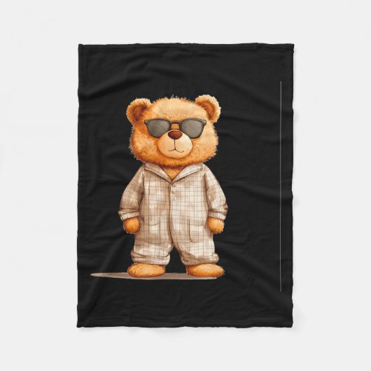 Couverture Polaire Funny Sungles Teddy Bear In Pajama Costume Design (Devant)