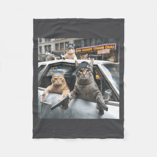 Couverture Polaire Funny Tactical Cat Meme Military Style  (Devant)