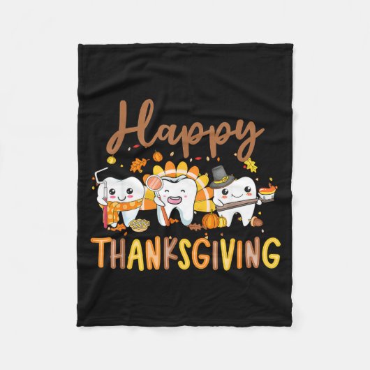 Couverture Polaire Funny Teeth Thanksgiving Dentist Turkey Dental Squ (Devant)