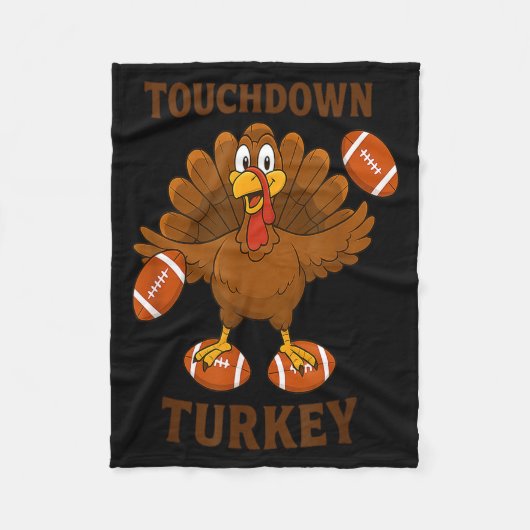 Couverture Polaire Funny Thanksgiving Football Touchdown Turkey  (Devant)