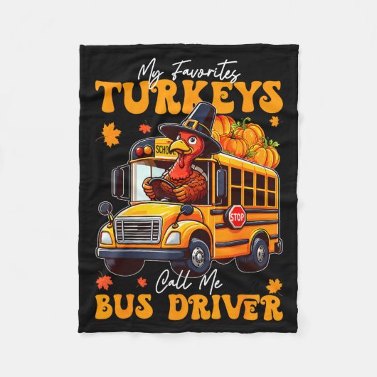 Couverture Polaire Funny Thanksgiving Turkey Bus Driver School Gift (Devant)