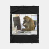 Couverture Polaire Funny Thinking Monkey Meme Office Curious Ape Brai (Devant)