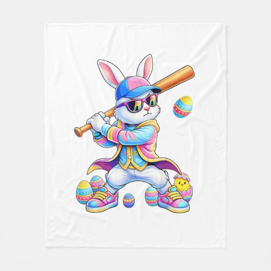 Couverture Polaire Funny Tie Dye Rabbit Baseball Easter Bunny Men Boy (Devant)