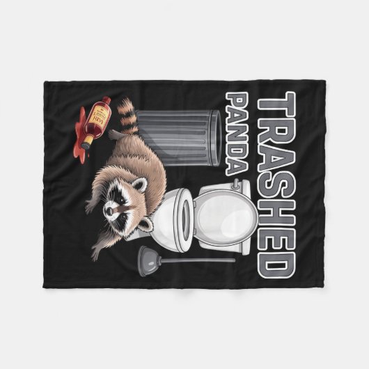 Couverture Polaire Funny Trashed Panda Raccoon Gets Drunk (Devant (Horizontal))