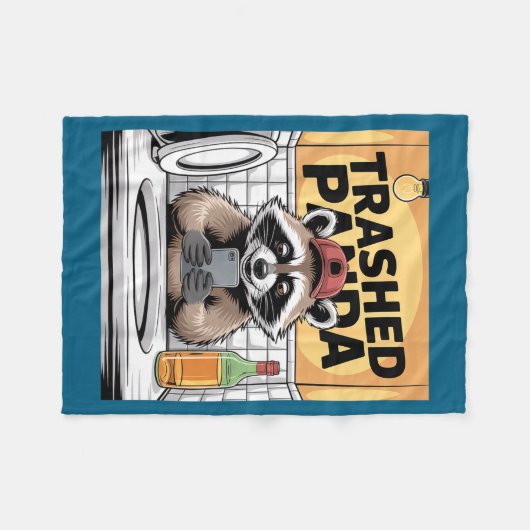 Couverture Polaire Funny Trashed Panda Raccoon Gets Drunk  (Devant (Horizontal))