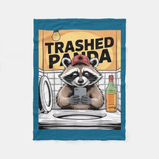Couverture Polaire Funny Trashed Panda Raccoon Gets Drunk  (Devant)
