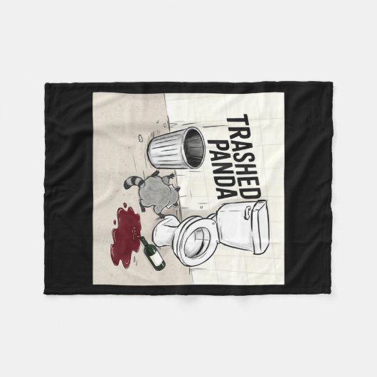 Couverture Polaire Funny Trashed Panda Racoon Gets Drunk  (Devant (Horizontal))