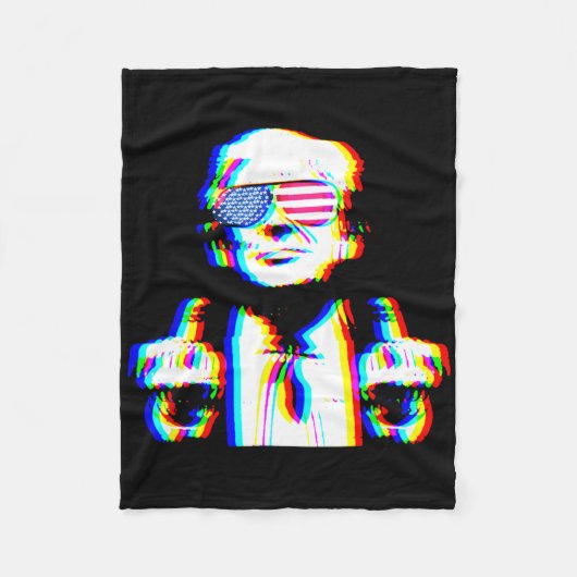 Couverture Polaire Funny Trump Psychedelic Edm Trippy Vaporwave Techn (Devant)