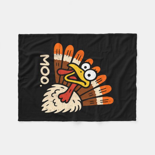 Couverture Polaire Funny Turkey Moo Cow Thanksgiving Fall Autumn Cost (Devant (Horizontal))
