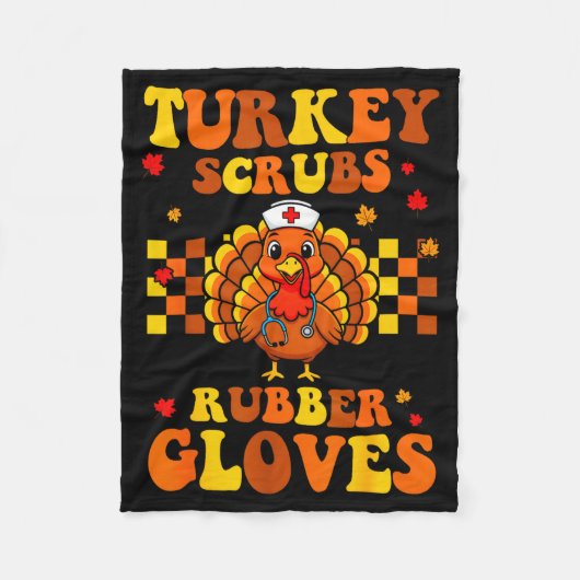 Couverture Polaire Funny Turkey Scrubs Rubber Gloves Thanksgiving Nur (Devant)