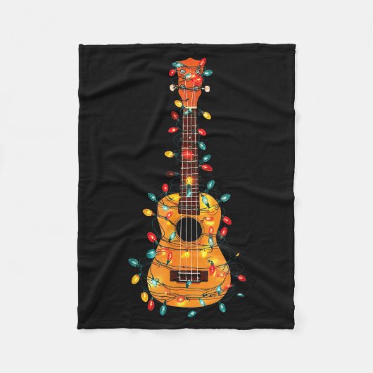 Couverture Polaire Funny Ukulele Christmas Graphics Lights Lover Play (Devant)