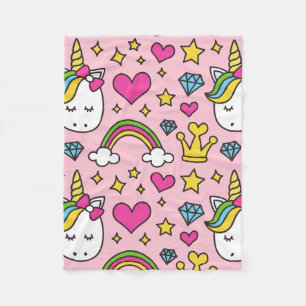 Couverture Polaire Funny Unicorn Motif rose Magique Cheval mignon