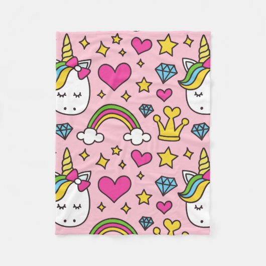 Couverture Polaire Funny Unicorn Motif rose Magique Cheval mignon (Devant)