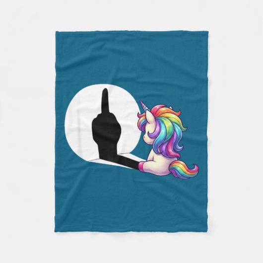 Couverture Polaire Funny Unicorn With Middle Finger Morning Grouch  (Devant)