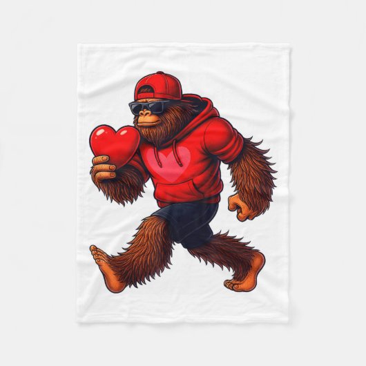 Couverture Polaire Funny Valentines Day Bigfoot Heart Sungles Sasquat (Devant)