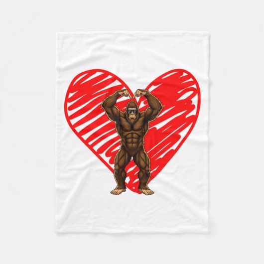 Couverture Polaire Funny Valentines Day Bigfoot Sungles In Heart Sasq (Devant)