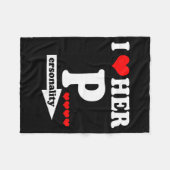 Couverture Polaire Funny Valentine's Day Couple Matching I Love Her I (Devant (Horizontal))