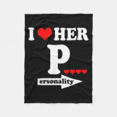 Couverture Polaire Funny Valentine's Day Couple Matching I Love Her I (Devant)