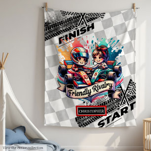 Couverture Polaire Funny Watercolor Boy Racing Formule 1 Blanket