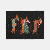 Couverture Polaire Funny Weiner Dog Dachshund Through The Snow Merry  (Devant (Horizontal))