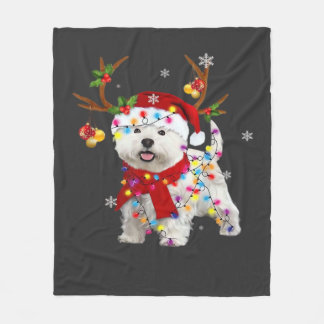 Couverture Polaire Funny Westie Christmas Tee Reindeer Christmas Ligh