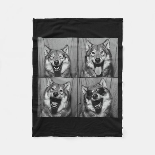 Couverture Polaire Funny Wolf Photo Booth Sungles Dog  (Devant)