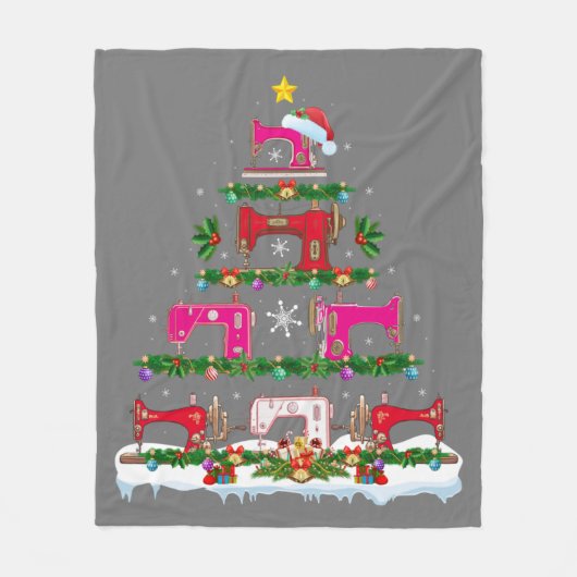 Couverture Polaire Funny Xmas Lighting Sewing Machine Christmas Tree (Devant)