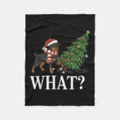 Couverture Polaire Funny Xmas Rottweiler Poussant l'arbre de Noël (Devant)