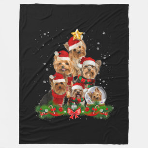 Couverture Polaire Funny Yorkshire Terrier Doigt de Noël