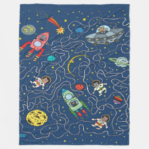 Couverture Polaire fusée cosmos chat cosmonaute