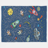 Couverture Polaire fusée cosmos chat cosmonaute (Devant (Horizontal))