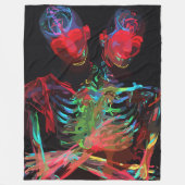 Couverture Polaire Fusion d'art avec étreinte de squelette néon (Devant)