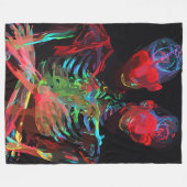 Couverture Polaire Fusion d'art avec étreinte de squelette néon (Devant (Horizontal))