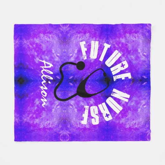 Couverture Polaire Futur Infirmière Stethoscope Marbre pourpre Custom (Devant (Horizontal))