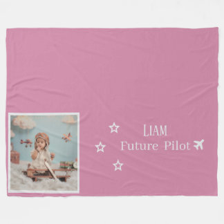 Couverture Polaire Futur pilote personnalisé pour enfants avec photo