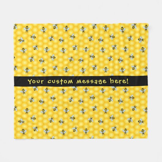 Couverture Polaire Gaffez le motif d'abeille et de nid d'abeilles (Devant (Horizontal))